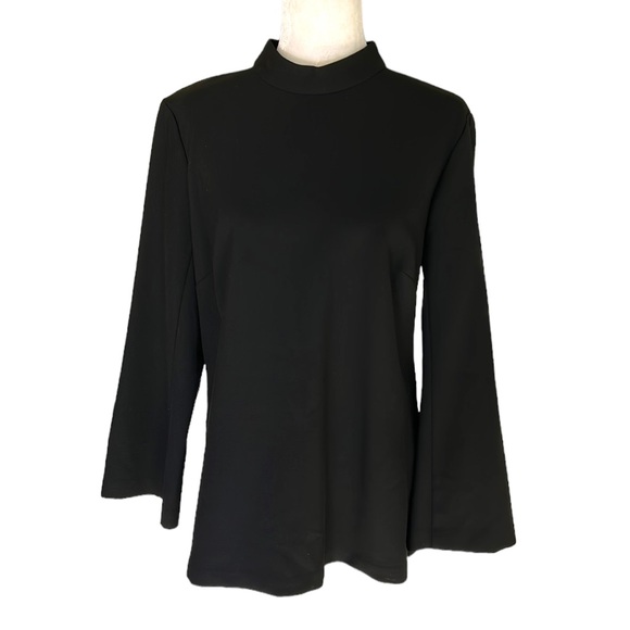 Trina Turk Black Mock Neck Cutout Back Hostess Top - 12 - Picture 4 of 14